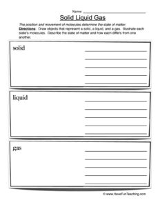 Solid Liquid Gas Worksheet - Have Fun Teaching