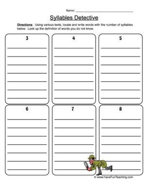 Syllables Detective Worksheet