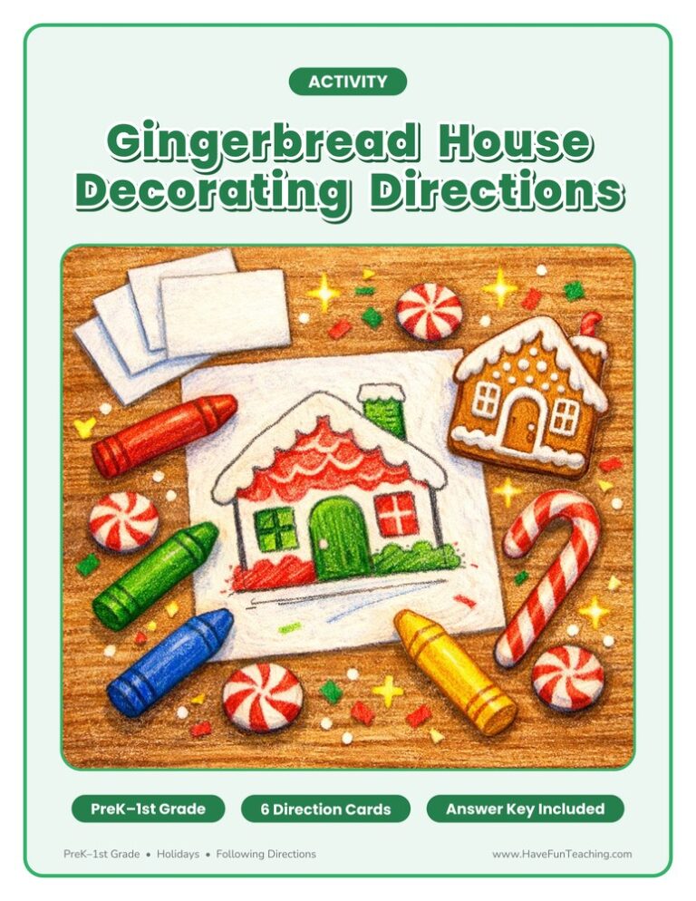 Gingerbread House Decorating Following Directions Activity