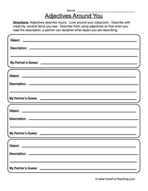 Adjectives Around You Worksheet