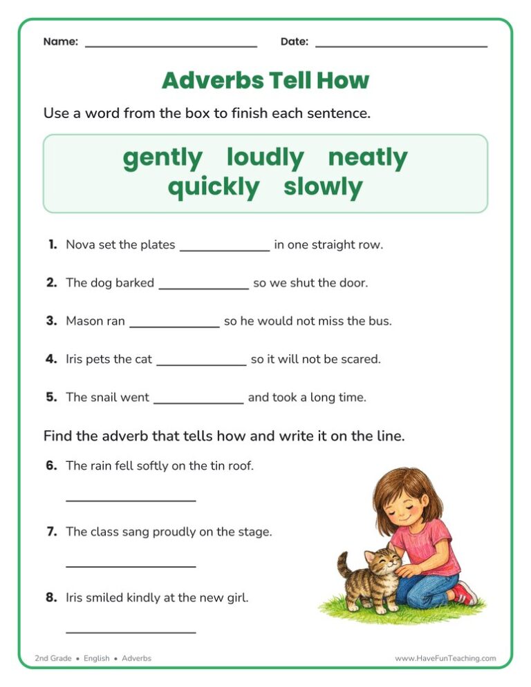 Adverbs Tell How Worksheet