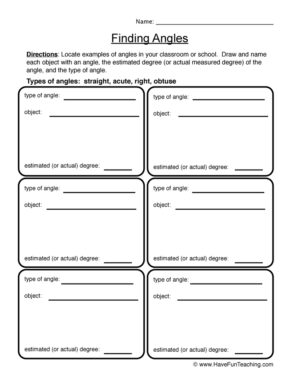 Angles Worksheet
