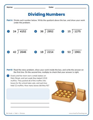 5th Grade Division Worksheet - Dividing 2 Into 4 Digit