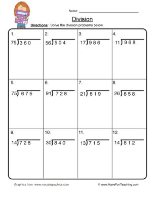 Long Division Worksheet