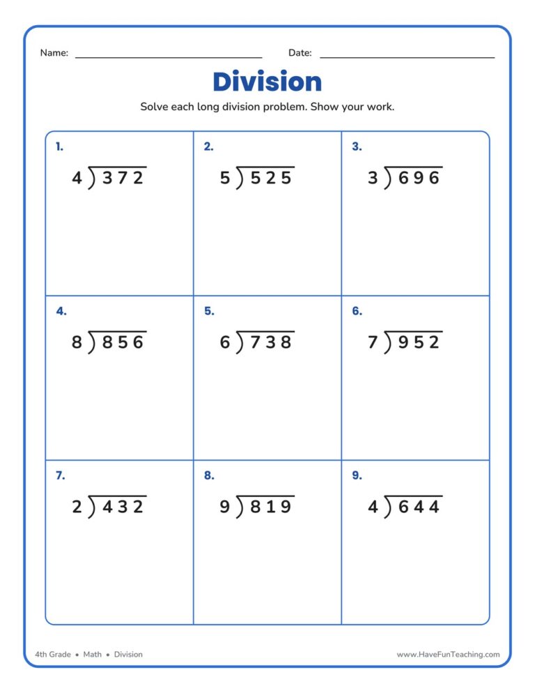 Long Division Worksheet