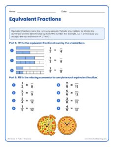 Equivalent Fractions Worksheet - Write - Have Fun Teaching