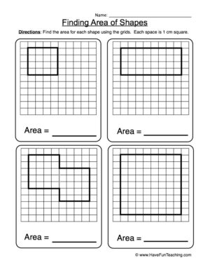 Finding the Area of Grid Shapes Worksheet