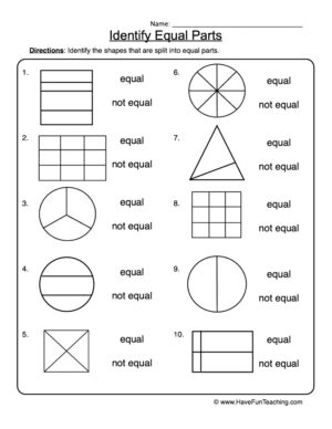 Fractions Equal Parts Worksheet