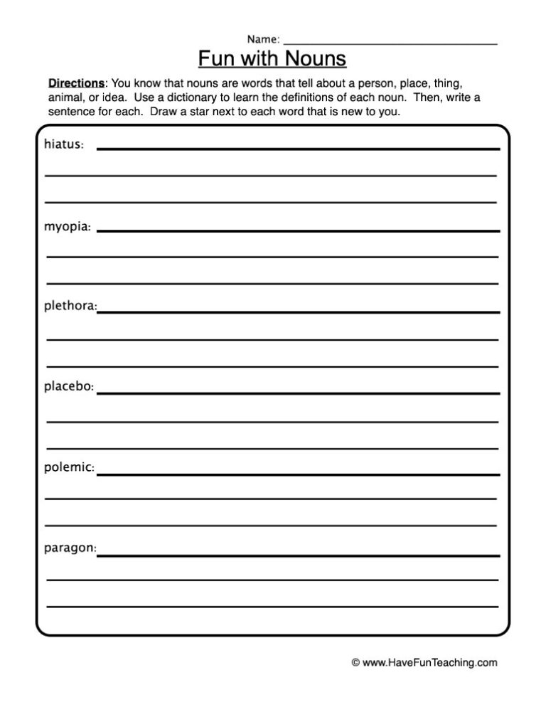 Fun with Nouns Worksheet