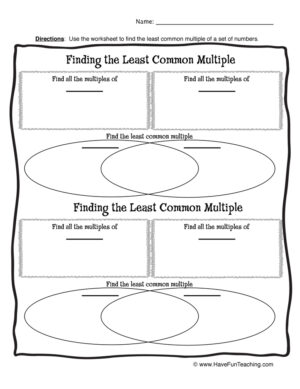 Blank Least Common Multiple Worksheet
