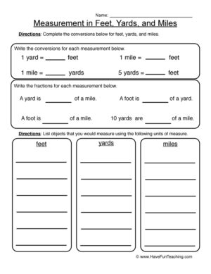 Comparing Measurements Worksheet