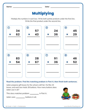 4th Grade multiplication 2 digit worksheet