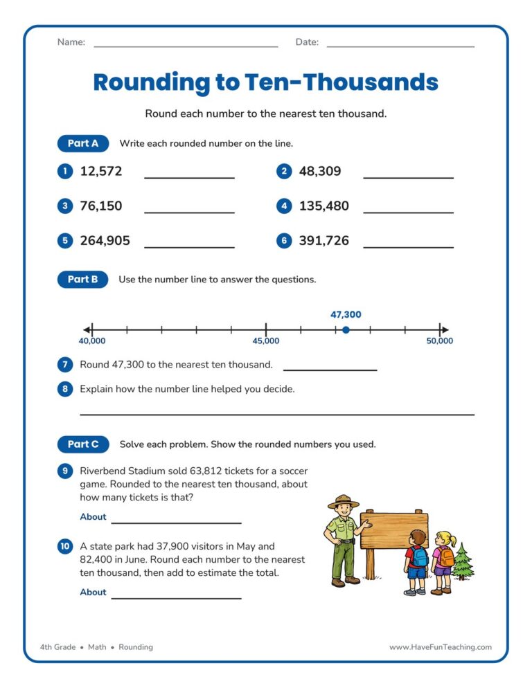 Rounding to Ten Thousands Worksheet