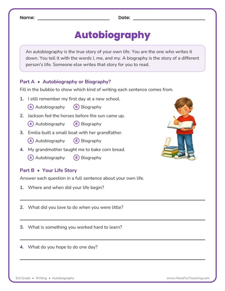 Autobiography Worksheet
