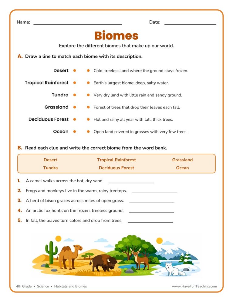 Biomes Worksheet