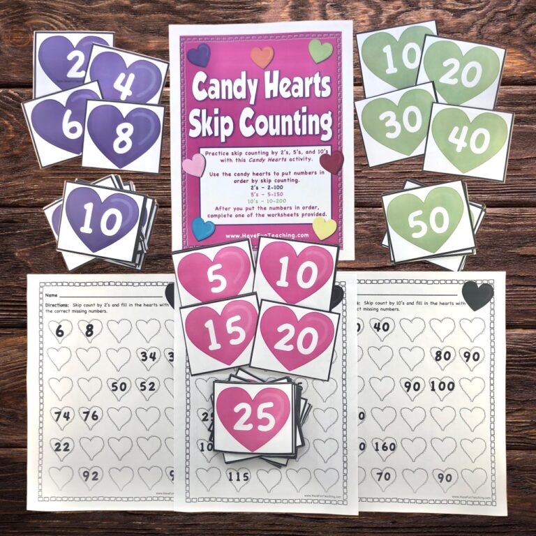 Candy Hearts Skip Counting Activity