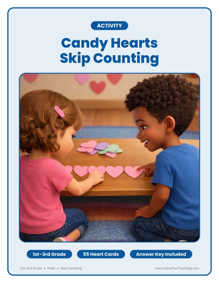 Candy Hearts Skip Counting Activity