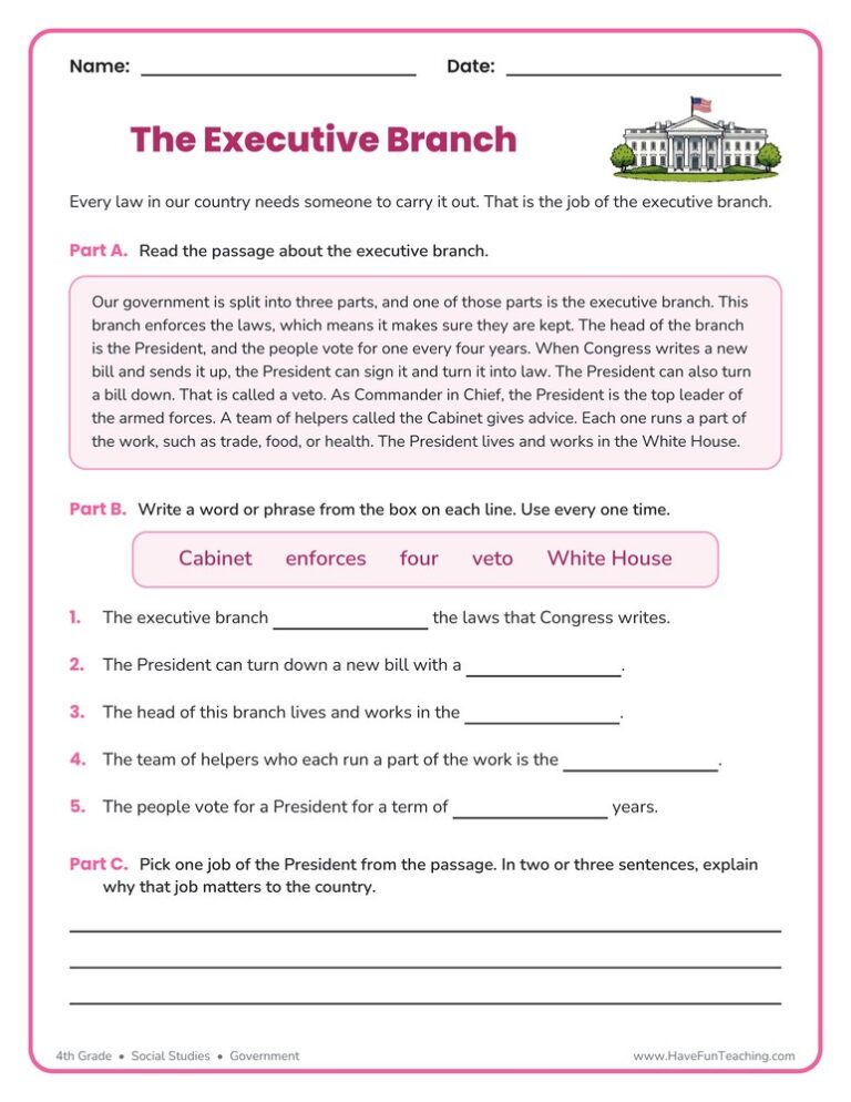Executive Branch Worksheet
