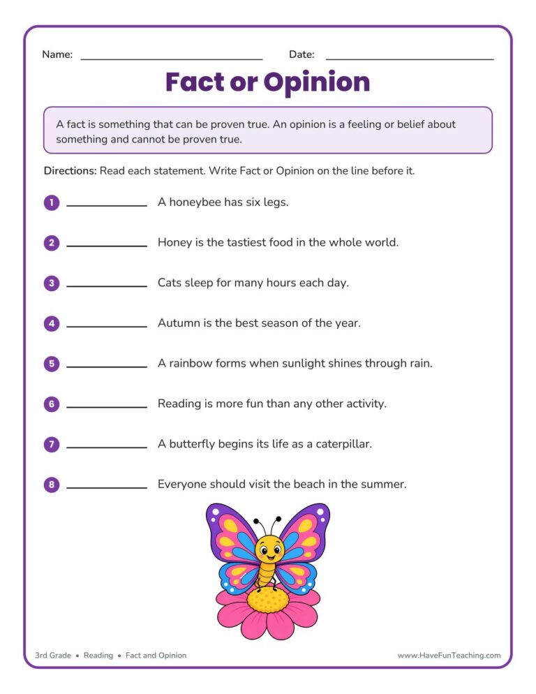 Fact or Opinion Worksheet