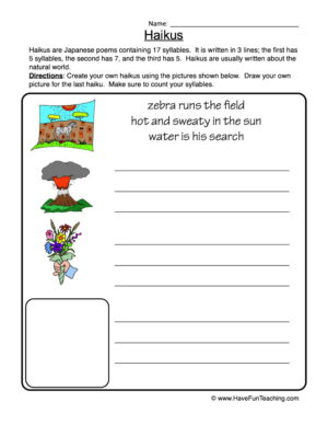 Haiku Pictures Worksheet
