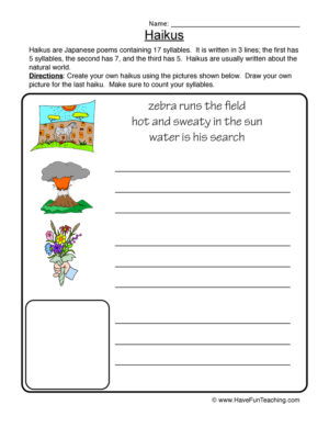 Haiku Pictures Worksheet