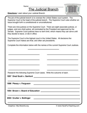 Judicial Branch Worksheet