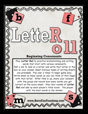 Letter Roll Beginning Sounds Activity