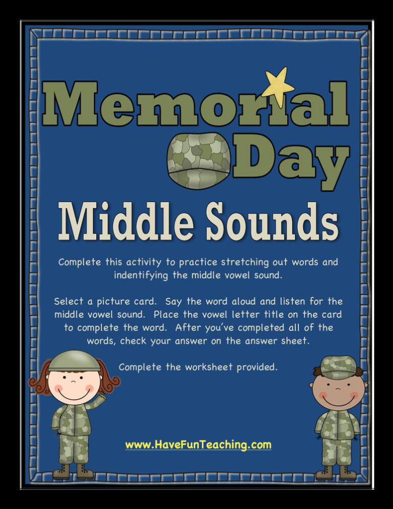 Memorial Day Middle Sounds Activity