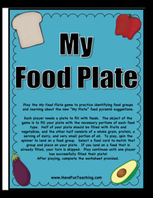 My Food Plate Nutrition Activity
