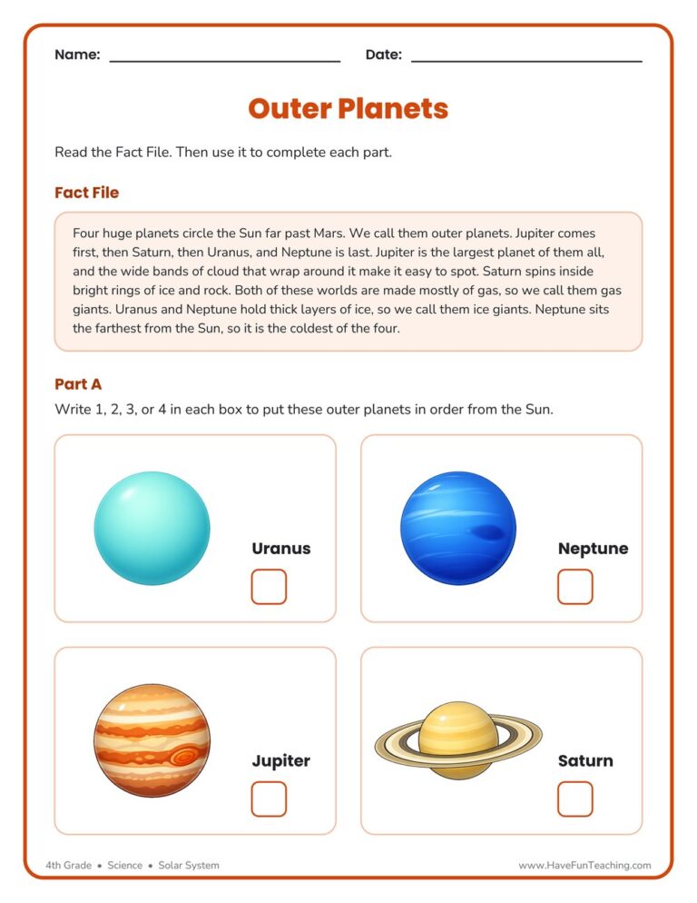 Outer Planets Worksheet