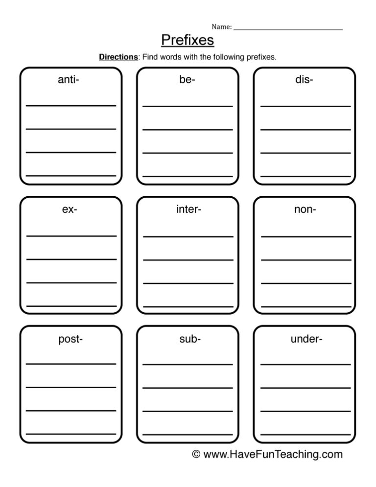 Prefix List Worksheet