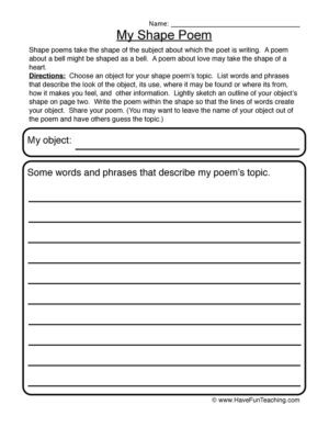 My Shape Poem Worksheet