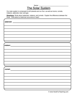 Solar System Worksheet