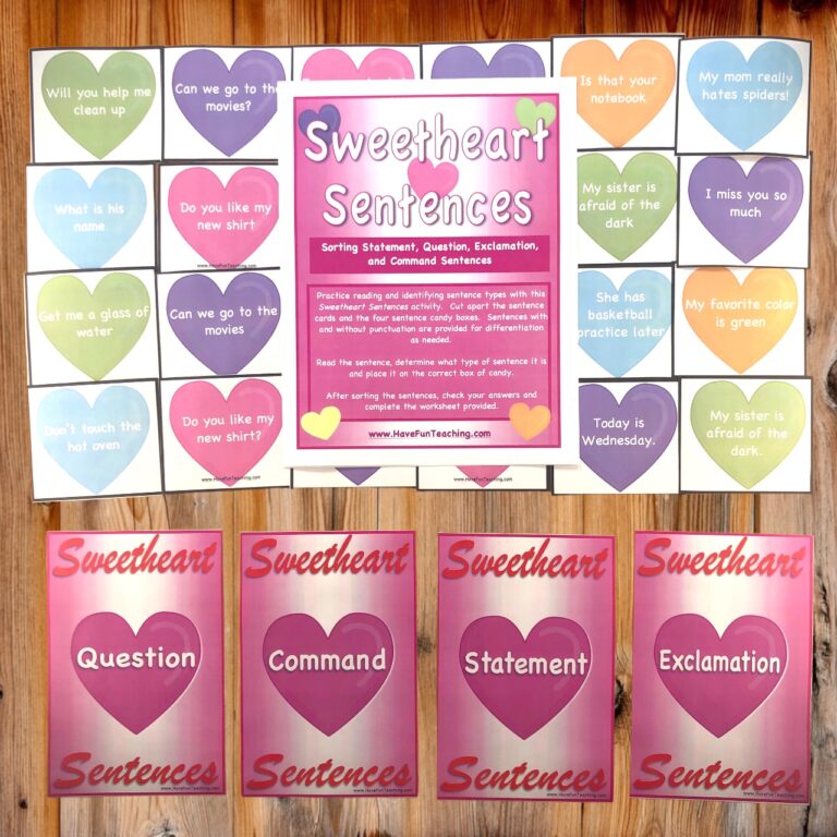 Sweetheart Sentences Activity
