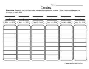 Historical Timeline Worksheet