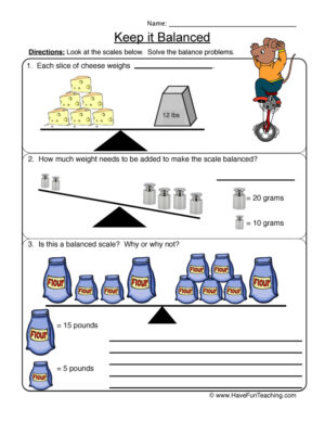 Keep it Balanced Scale Worksheet
