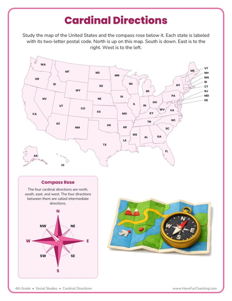 Cardinal Directions Worksheet