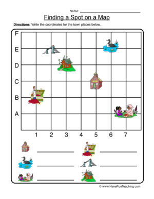 Finding a Spot on a Map Worksheet