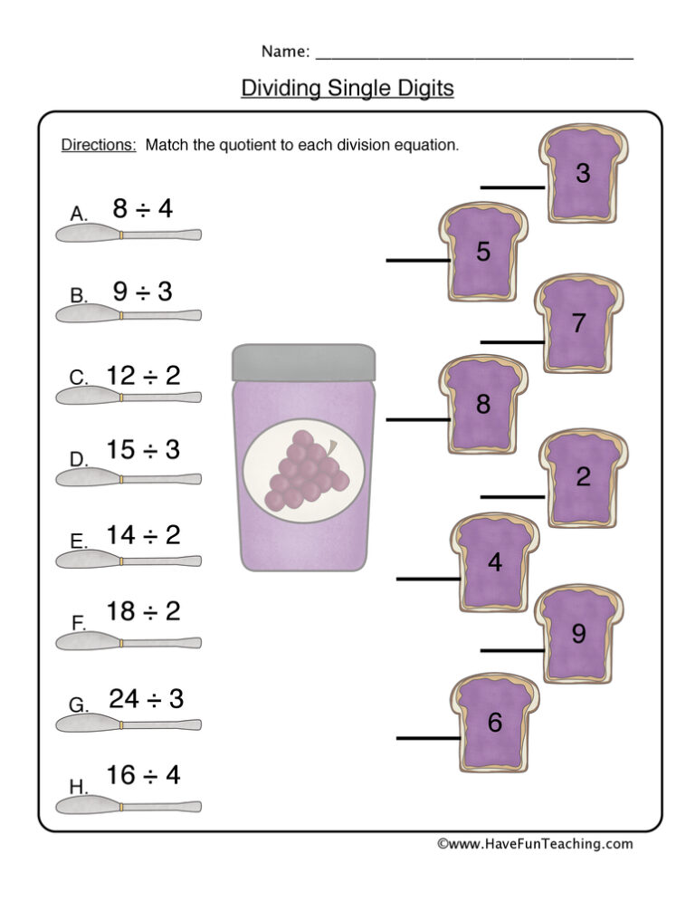 Division Fast Facts Worksheet