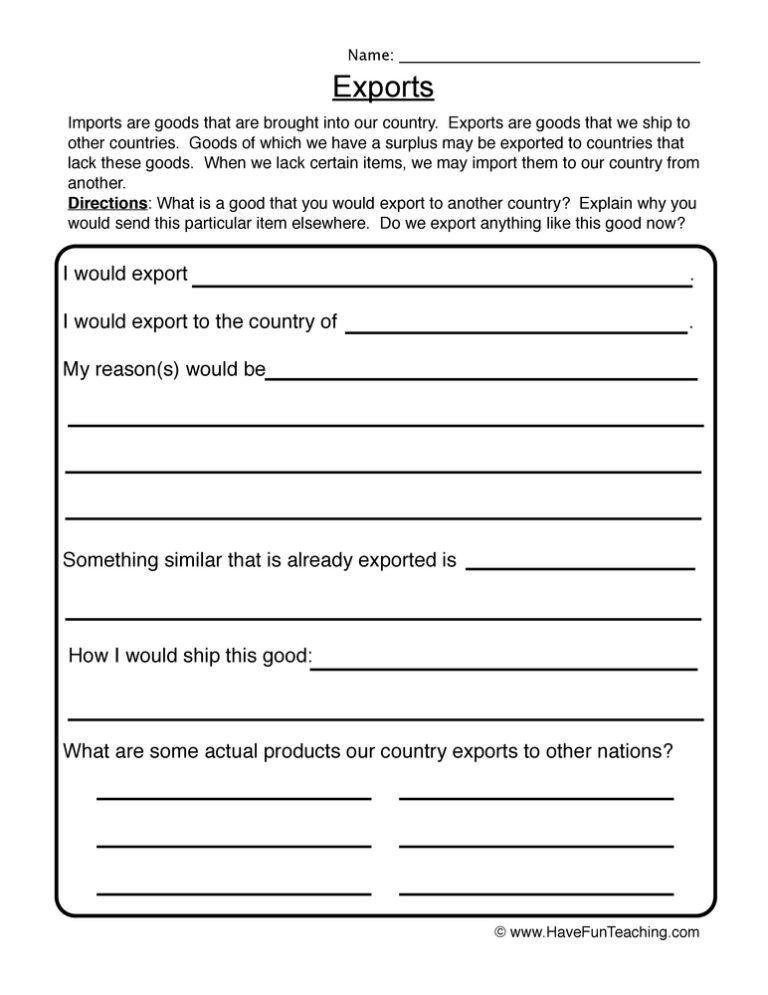 Exports Worksheet