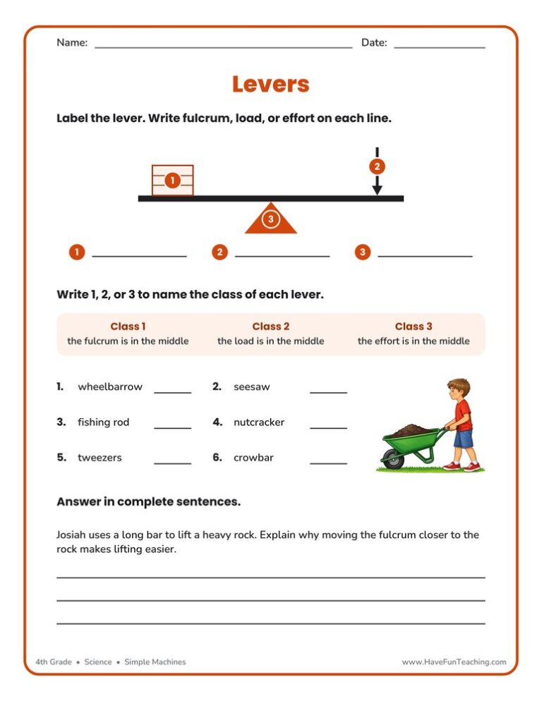 Levers Worksheet