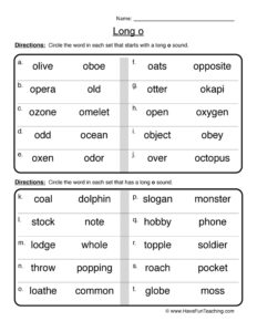 Long O Worksheet - Have Fun Teaching