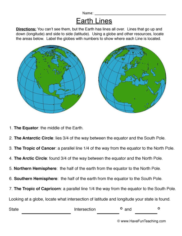 Labeling Latitude and Longitude Worksheet - Have Fun Teaching