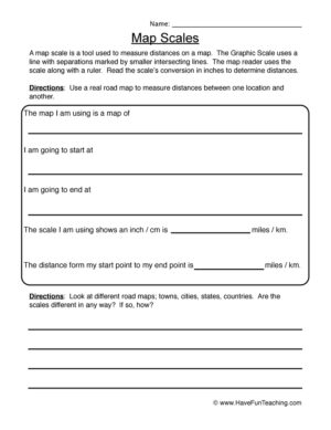 Map Scales Worksheet