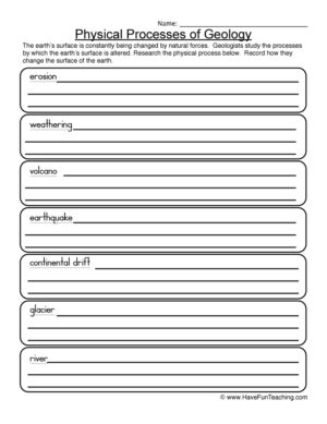 Physical Processes Worksheet