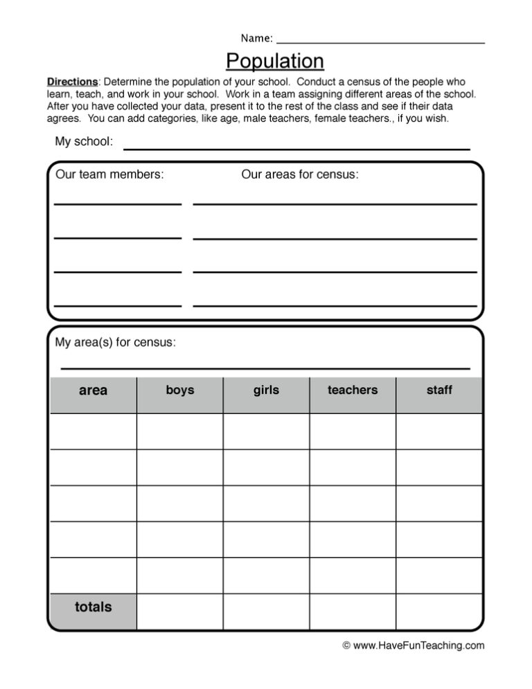 Population Collection Worksheet