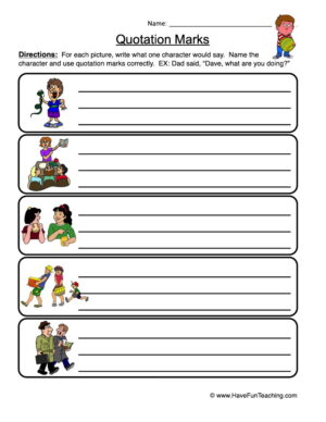 Quotation Mark Practice Worksheet