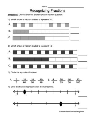 Recognizing Fractions Worksheet