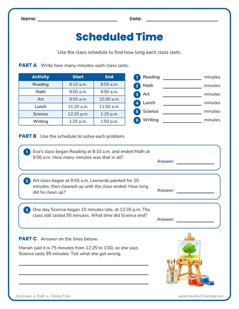 Scheduled Time Worksheet
