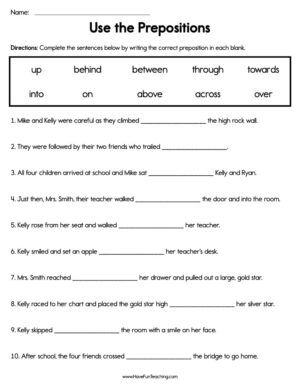 Use the Prepositions Worksheet